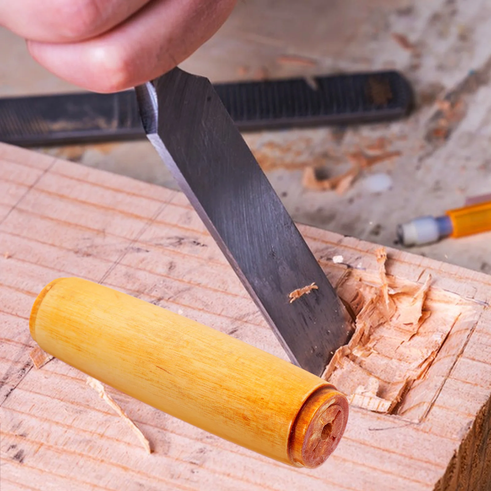 

2Pcs Wooden File Handle Ergonomic Sturdy Replacement Grip for Craft Making Multipurpose File Tool Cutter Handle