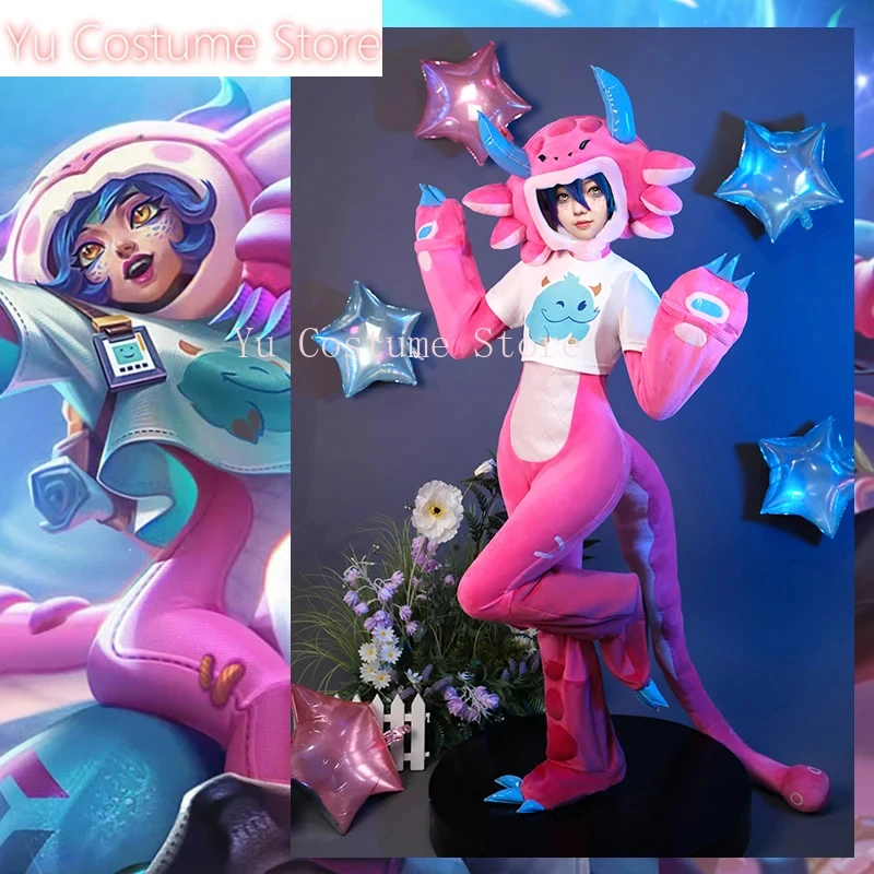 لعبة LOL Neeko Megathread أزياء تنكرية للنساء سوبر فان Neeko دمية زي حفلة الهالوين البدلة مجموعة كاملة مع ذيول يو زي