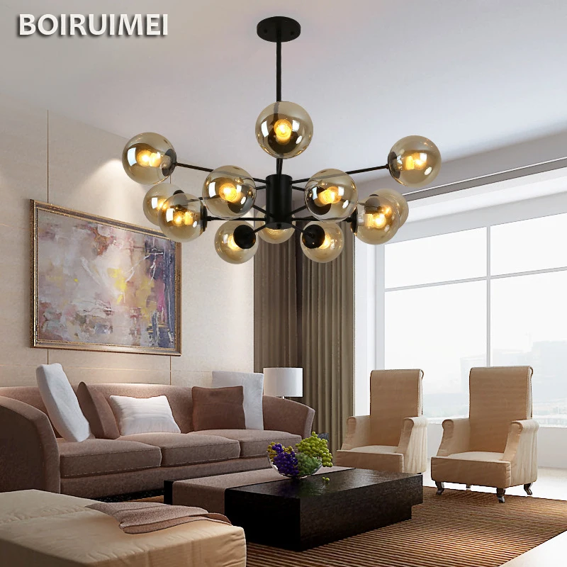 New Nordic Haging Lamp LED Chandeliers For Living Room Bedroom Home Decor Lustre Hall Luxury Glass Ball Ceiling Pendant Lights