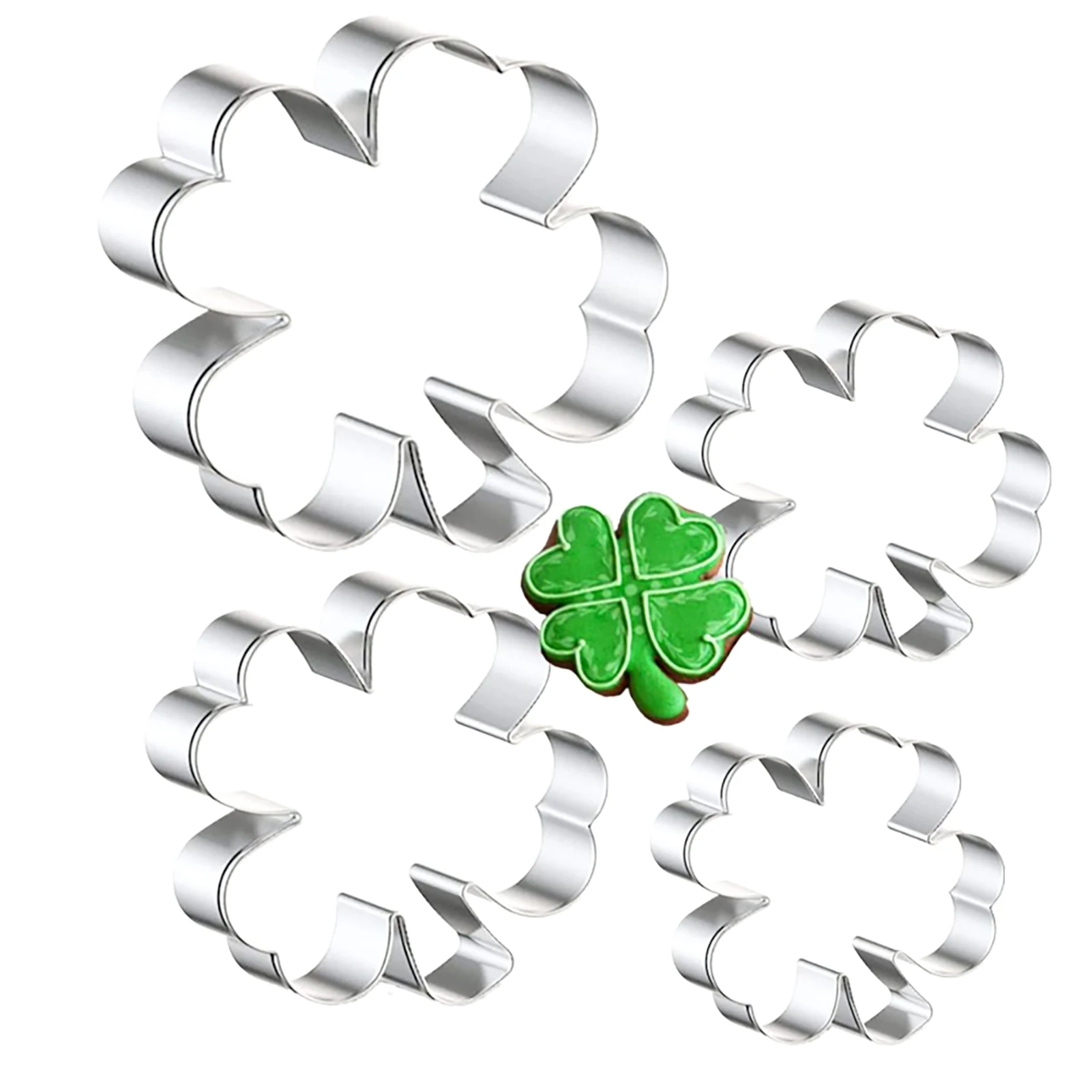 Stainless Steel Four Leaf Clover Shamrock Cookie Cutter St. Patrick's Day Biscuit Bread Molds Cookie Kitchen Bakeware Tools