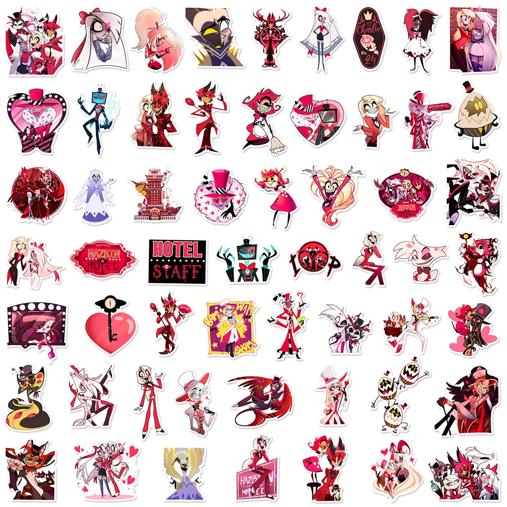 10/30/56PCS Cartoon Helluva Boss Stickers Hazbin Hotel Decals PVC Waterproof Suitcase Laptop Helmet Notebook DIY Graffiti Toys