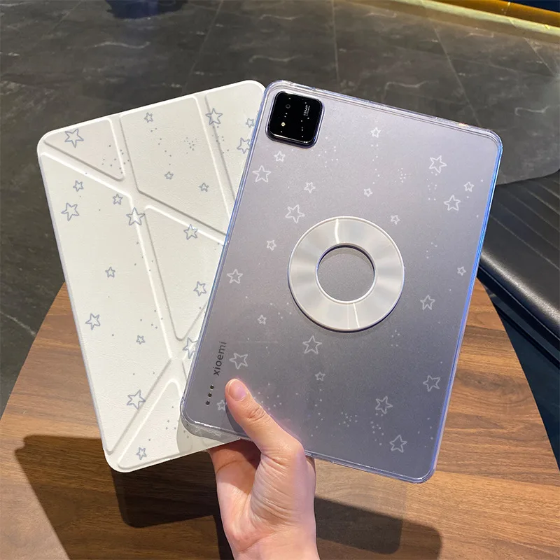 

Glitter Star Magnetic Case for Xiaomi Mi Pad 6S Pro 12.4, Clear Acrylic Back Tablet Cover for Pad 7 Pro, Y-Type Stand Case