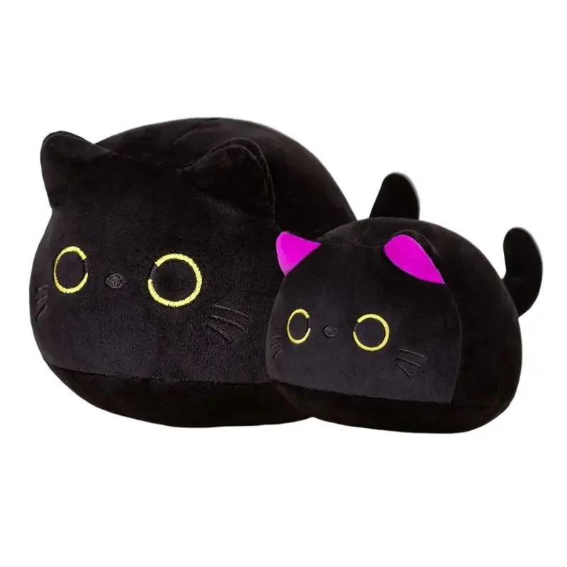 Squishy Fatty Black Cat Doll Plush Toy Couple Female Male Animal Plushie Peluche Yellow Big Eyes Appeasing Kids Pillow Gift