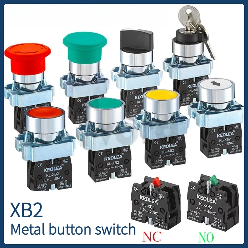 1 Unidad Interruptor de Botón de Reinicio Automático, Cabeza de Hongo Pequeña, Paro de Emergencia, Perilla de 22mm, Arranque con Llave, Encendido por Pulso XB2-BG21 XB2-BA31 XB2-BS54