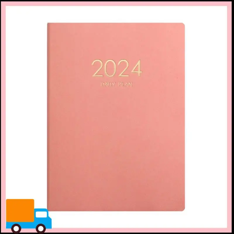 2024 Pink Plan Notebook Calendar Thickened Daily Plan Notebook Weekly Notebook Office School Supplies Easy To Use