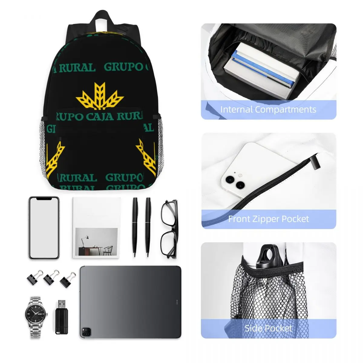 Brilliant Caja Rural Backpack Middle High College School Student Bookbag