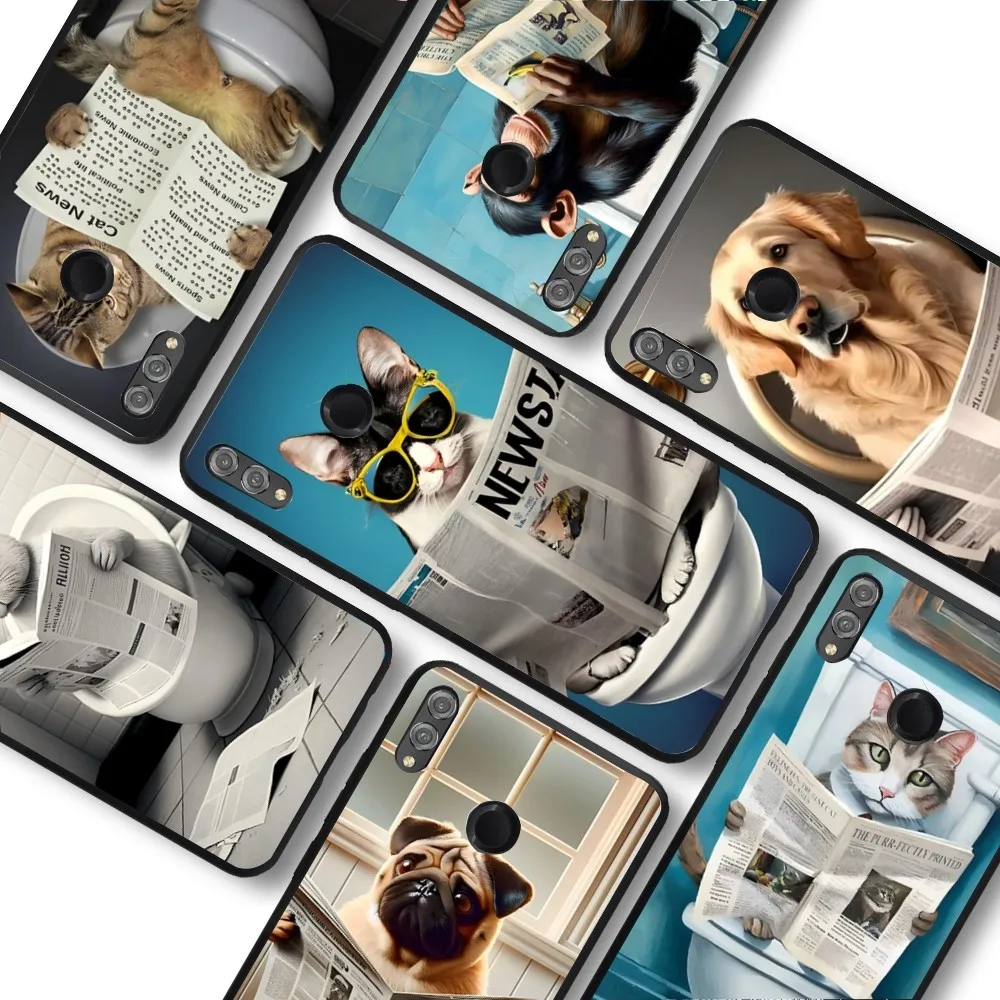 Funny Bathroom Humorous Animal Phone Case For Huawei Honor 10 lite 9 20 7A 9X 30 50 60 70 pro plus Soft Silicone Cover