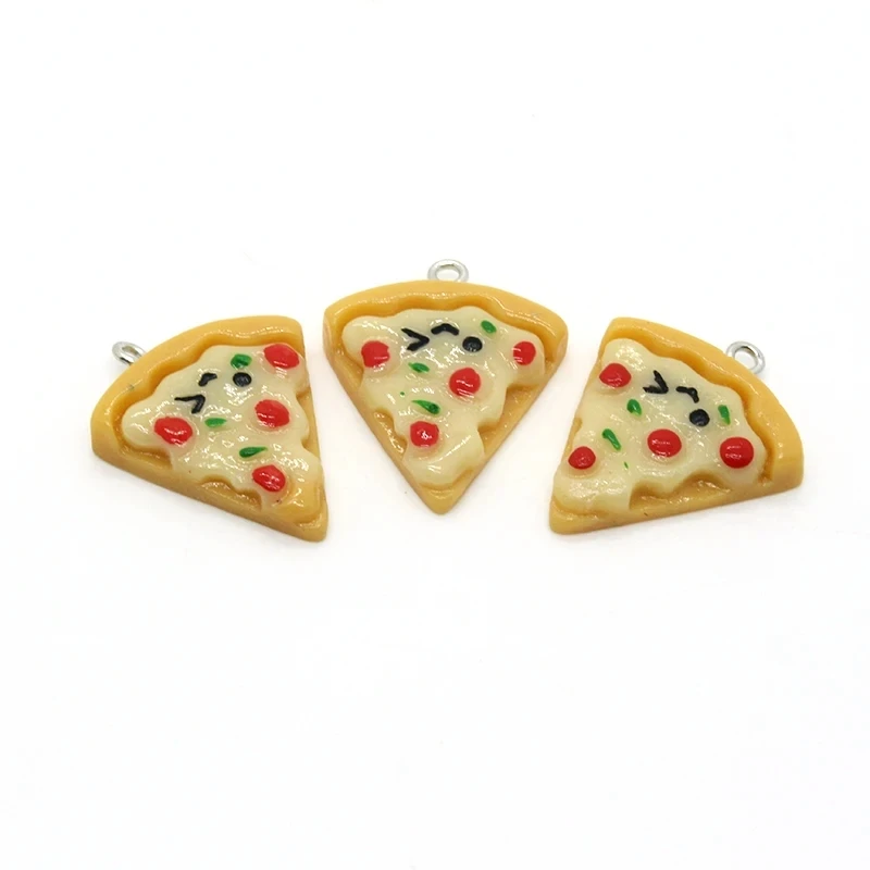 50pcs Cute Triangle Cheese Pizza Resin Charms Bulk Wholesale Cake Food Pendants For Necklace Earring Keychain Diy Jewelry Making