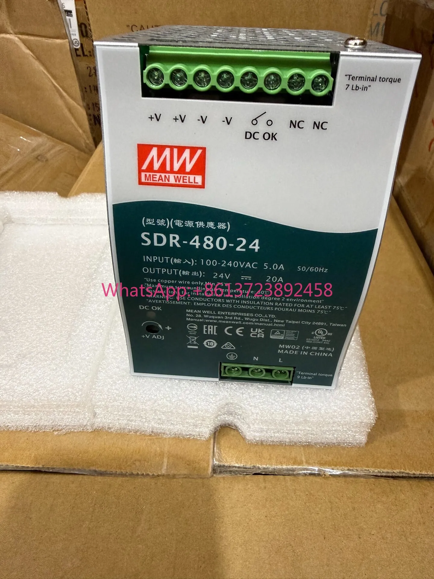 

Taiwan Mingwei, SDR-480-24 switching power supply 480W, 24V, 20A, high quality