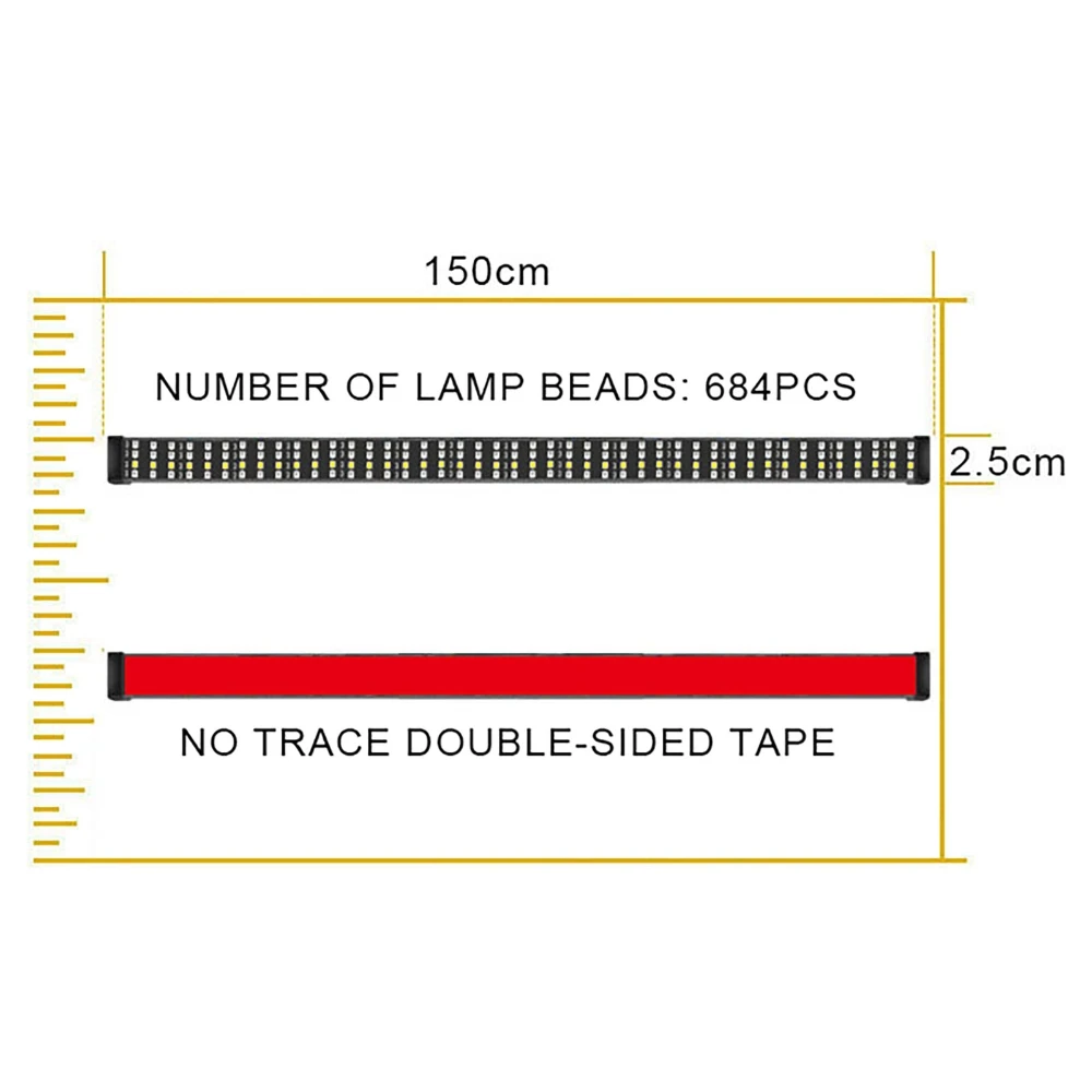 60inch Universal LED Pickup Truck Tail Light Strip Running / Brake / Reverse / Turn Signal Red White Amber Extremely Bright