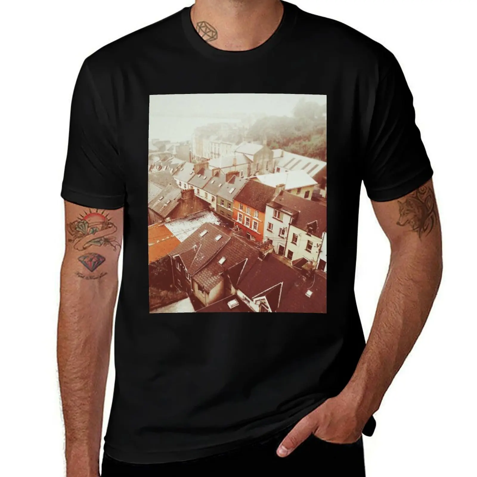 Cobh, County Cork, Ireland Atmospheric Original Artwork T-Shirt Daily Wear Plain Short Sleeve Shirt T-Shirt