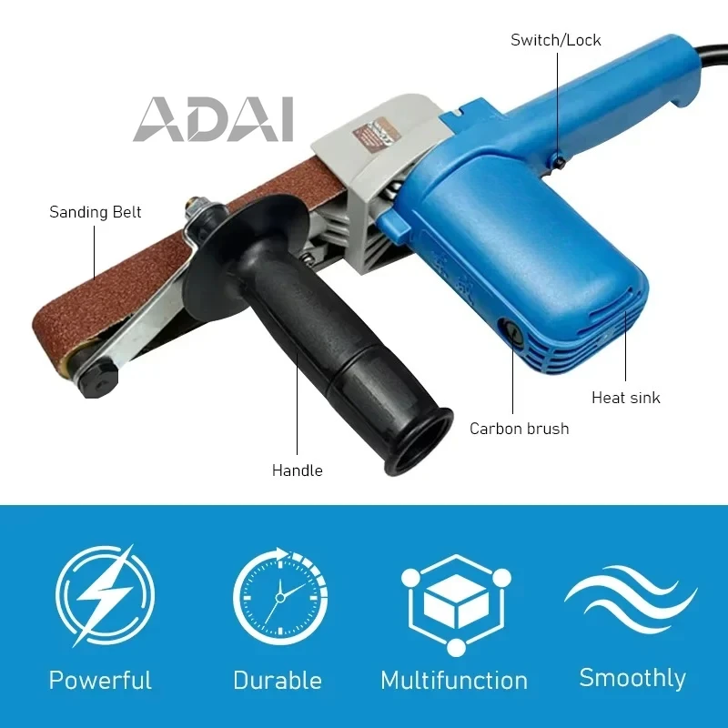 Portable woodworking belt sanding machine, durable, 550W electric belt sanding machine 30x533mm high-power variable speed