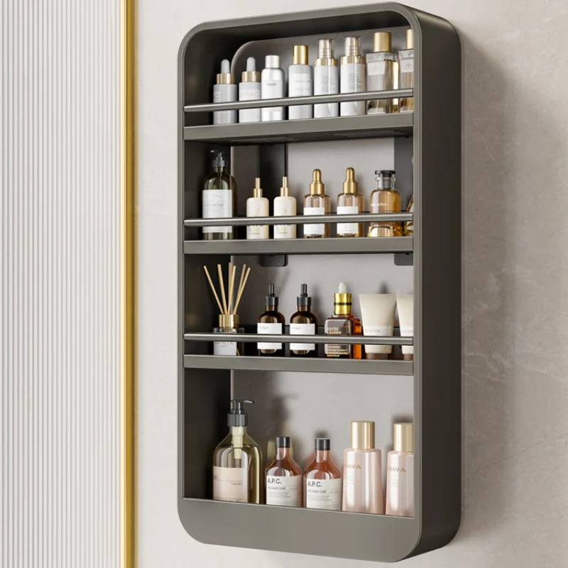 Elegant Nordic Stainless Steel Shelving 4-Layer Bathroom Organizer Luxurious Wall Mounted Storage Rack No Drilling Required