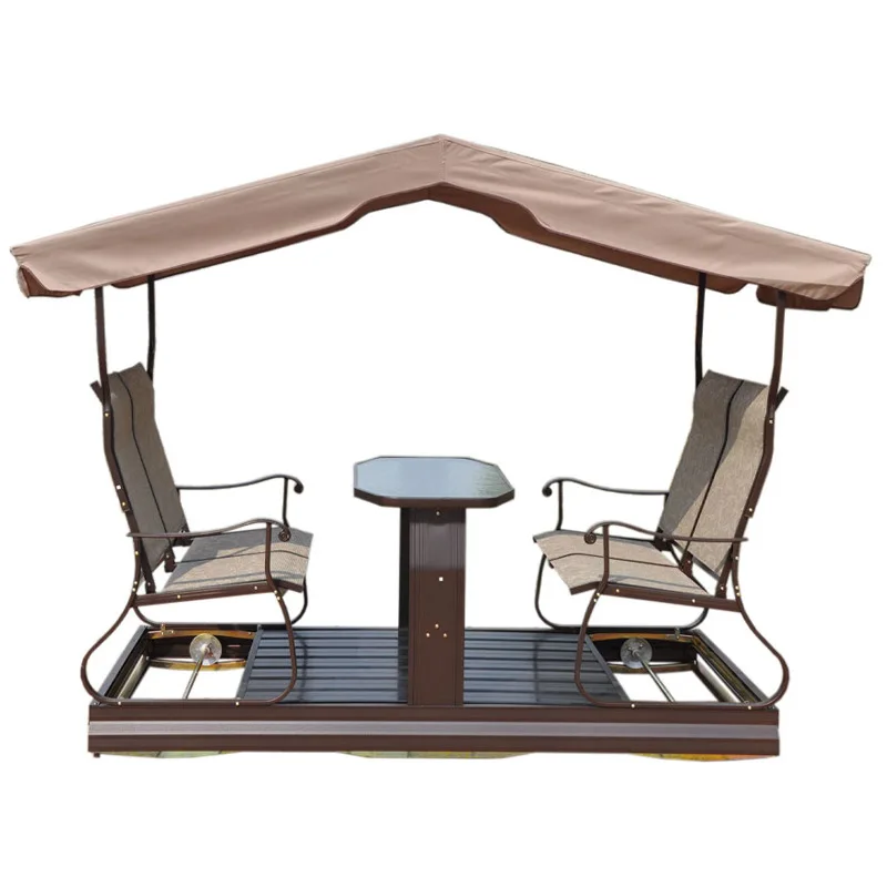 Outdoor swing chair, four-person rocking chair Outdoor wrought iron swing chair Household courtyard balcony swing rocking chair