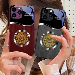 Circle Dragon Blue For IPhone 16 Pro Max 15 Pro 14 13 12 Mini 11 XS Max XR 7 8 Plu SE 2022 Tempered Glass Phone Case