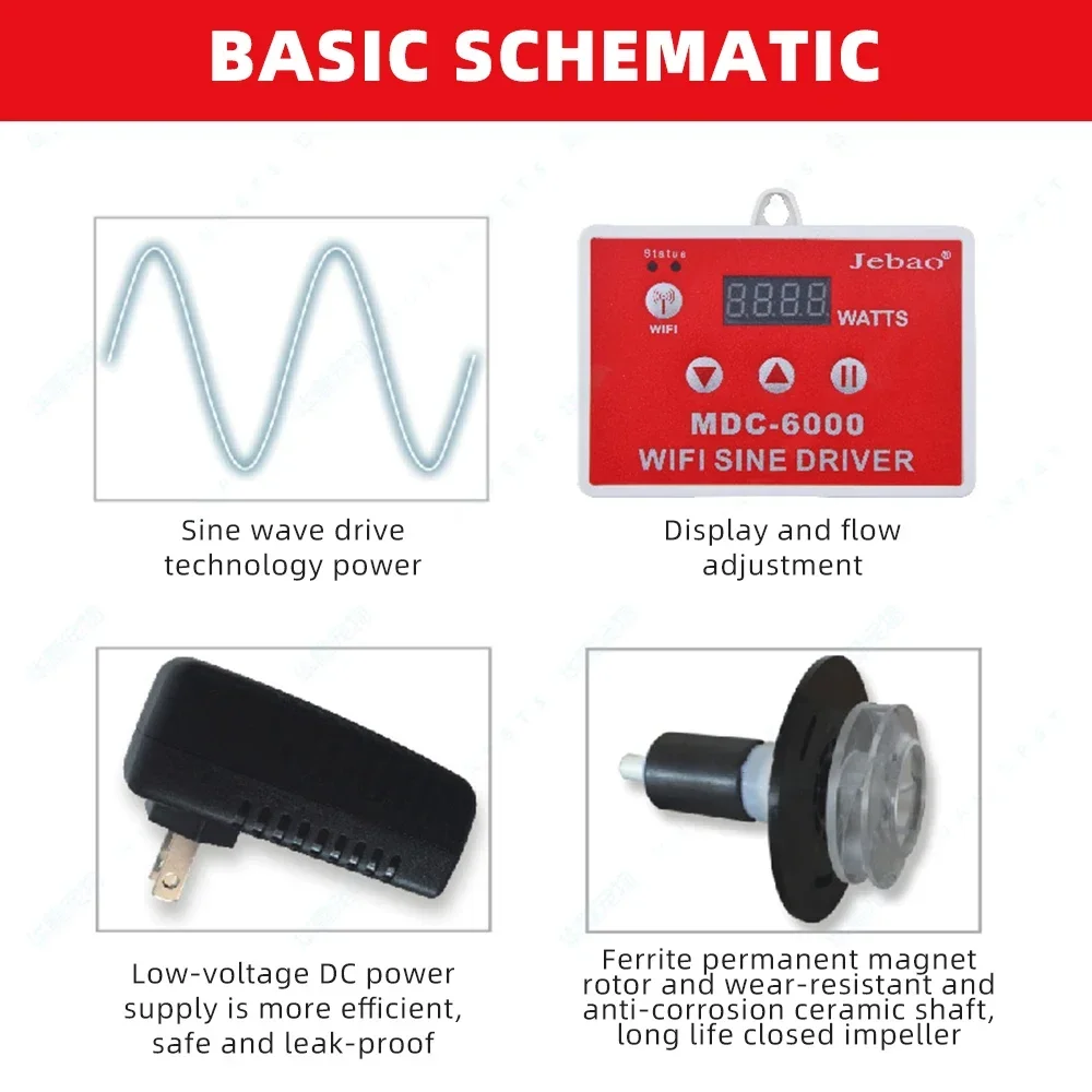 حماية غال 24 فولت 20 وات ~ 80 وات عملية فائقة الهدوء MDC MDP مرشح مضخة مياه حوض السمك وحدة تحكم WIFI #2