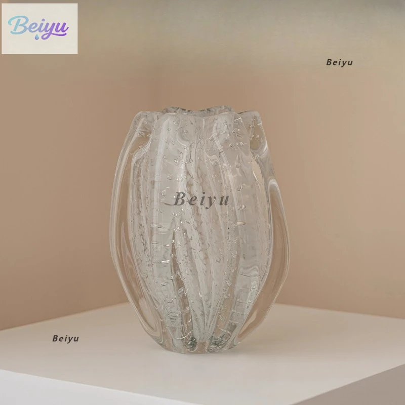 French glass vase ornament living room flower arrangement glazed light luxury high-end designer flower utensils water nourishmen