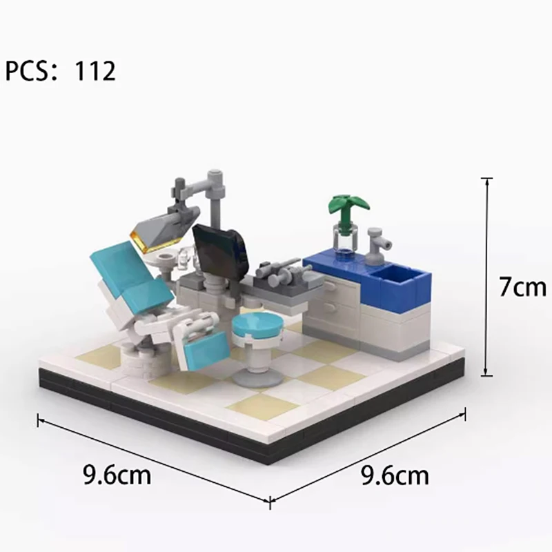MOC Stad Laboratorium Scène Bouwstenen Street View Kantoortafel Spel Computer Studie Business Hall Chemie Bakstenen Speelgoed Geschenken