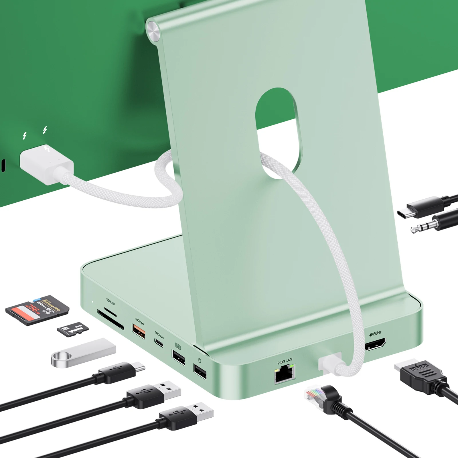 PULWTOP Verbeterde 11-in-1 USB C-hub voor iMac 24 inch USB-hub M1 M3 M4, ondersteuning voor M.2 SSD, 4K HDMI, Ethernet, USB A/C 10 Gbps, SD/TF - afbeelding 1