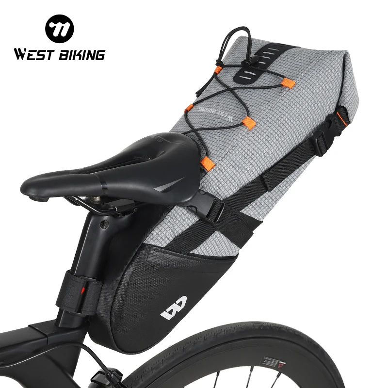 

WEST BIKING 10L Bicycle Saddle Bag Waterproof Large Capacity Durable Tail Rear Bike Pouch Bike Trunk Mtb Road Bike Travel Bag