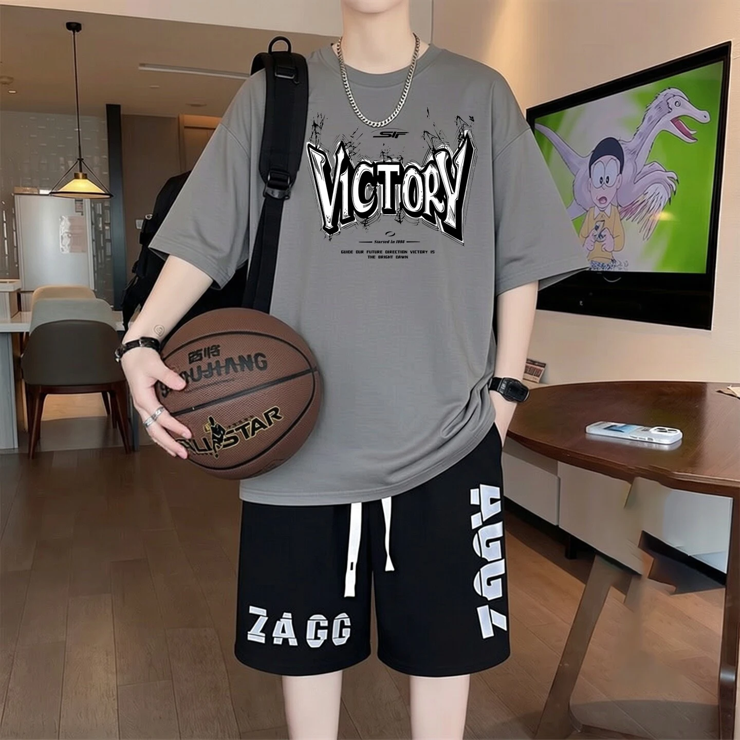 Summer Men T-shirts Sets Youth Suits Cool Cotton T-shirt Fashion Shorts 2 Piece Sets High Quality Trend Tracksuit Men Clothing