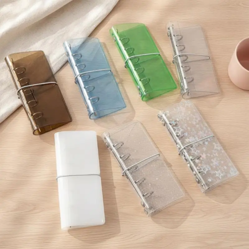 Clear M2.5 PVC Binder Notebook Lightweight Elastic Band Organize Photo Cards for Student School Homework Recording