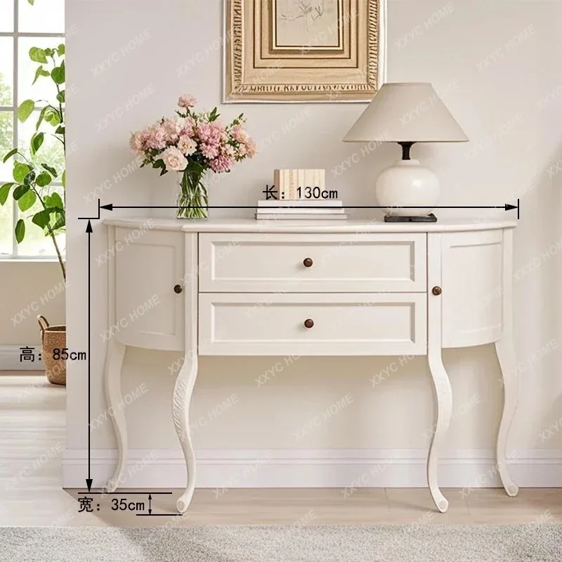 XX Nsolid wood semi-round entrance cabinet, living room corridor wall cabinet, simple retro multi-functional decorative cabinet