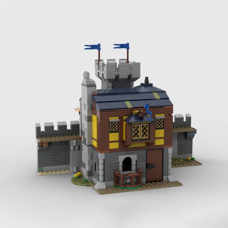 Brinquedos de bloco de construção MOC, ornamentos de modelo de fortaleza de torre de estilo medieval, presentes criativos de feriado, adequados para todas as arquiteturas