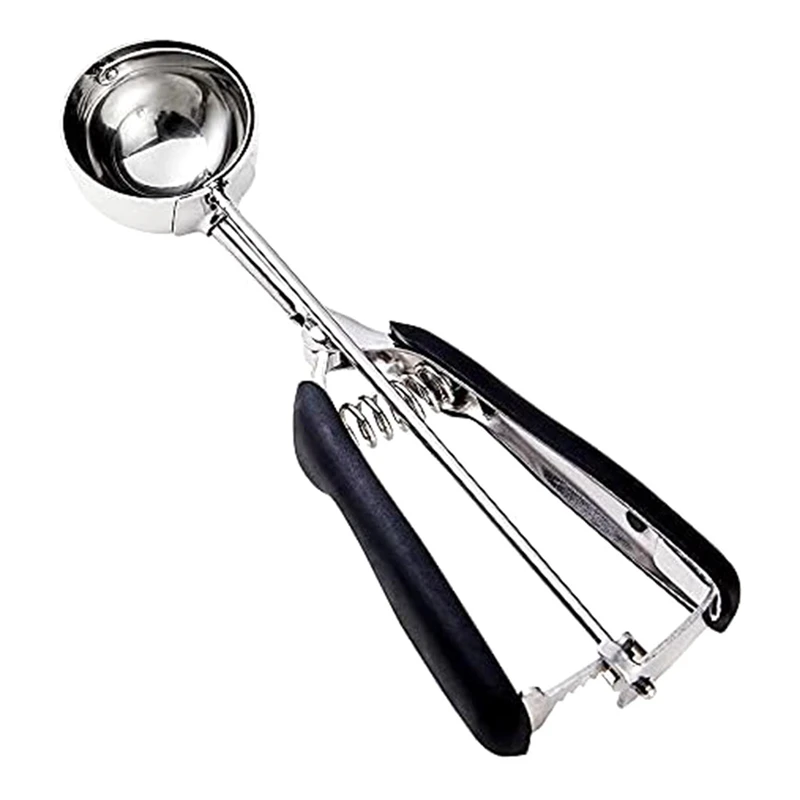 Cookie Scoop, Cookie Dough Scoop, Spring-Loaded Ice Cream Scoop, Stainless Steel Scoop, Comfortable Grip 22 X 5Cm Black