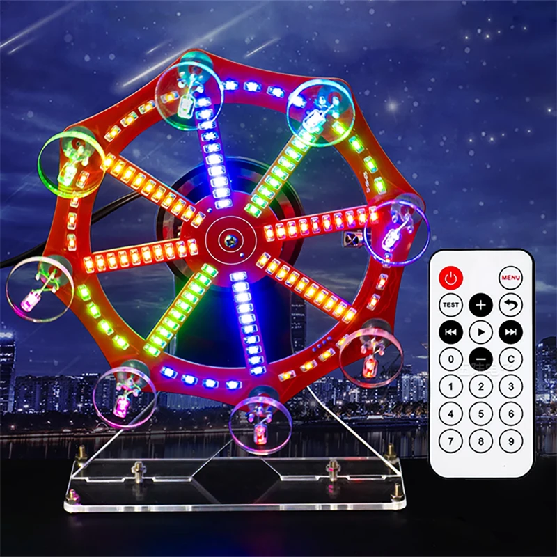 Multi-colour Electric Ferris Wheel Electronic DIY Soldering Kit Fun Creative LED Lights Microcontroller Making Model Loose Parts