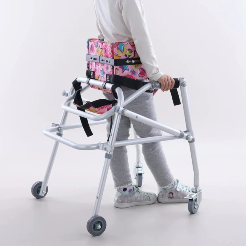 

Children's Walker Kids with Disabilities Lower Limb Rehabilitation Training Rollator Walker Anti-scroll Foldable Standing Frame