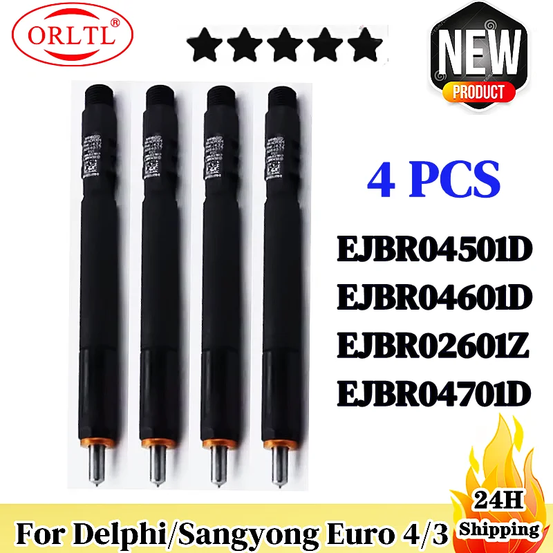 4PC For Delphi SSANGYONG Actyon / Kyron EJBR04501D A6640170121 EJBR04701D EJBR04601D EJBR02601Z Diesel Ful Original Injector