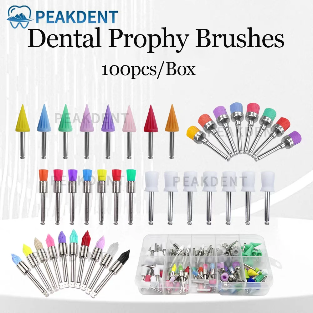 

100 шт./кор., зубные профилактические щетки, одноразовые нити для полировки, конические профилактические чашки, профилактические щетки, щетка с нейлоновой щетиной