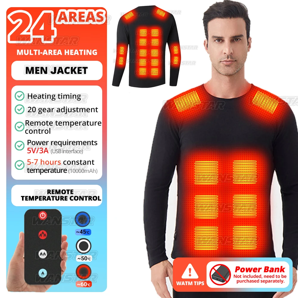 

Термобелье с подогревом, с 24/14/12/3 зонами нагрева, идеально подходит для повседневного активного отдыха, кемпинга. Распродажа.