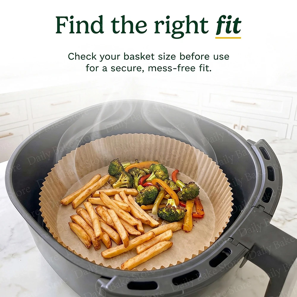 16/20/23cm, Round Disposable Air Fryer Paper Liners, Non-Stick, Oil Proof, Easy Cleanup, Great for Oven, Pans, Airfryer Baking