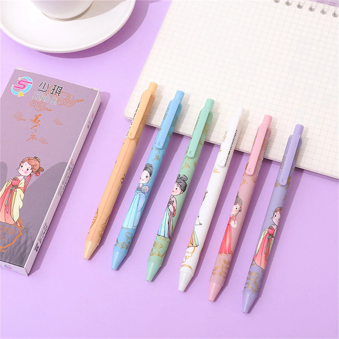 3/6 stücke niedlichen Cartoon Mädchen Gel Tinte Stift Set St. Stift Spitze schwarze Tinte schnell trocknen Stift Presse Aktion neutralen Stift Schul bedarf Büro