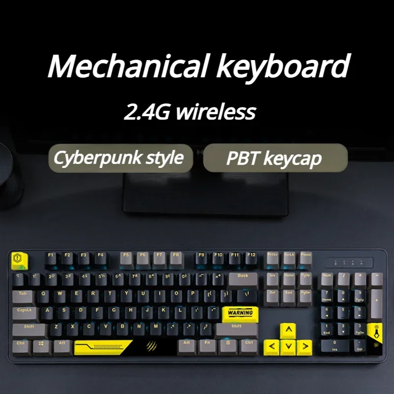 

MiFuny Mechanical Keyboard Wireless Wired 104Keys Science Fiction Style 2color Injection Molded Backlight Office Gaming Keyboard