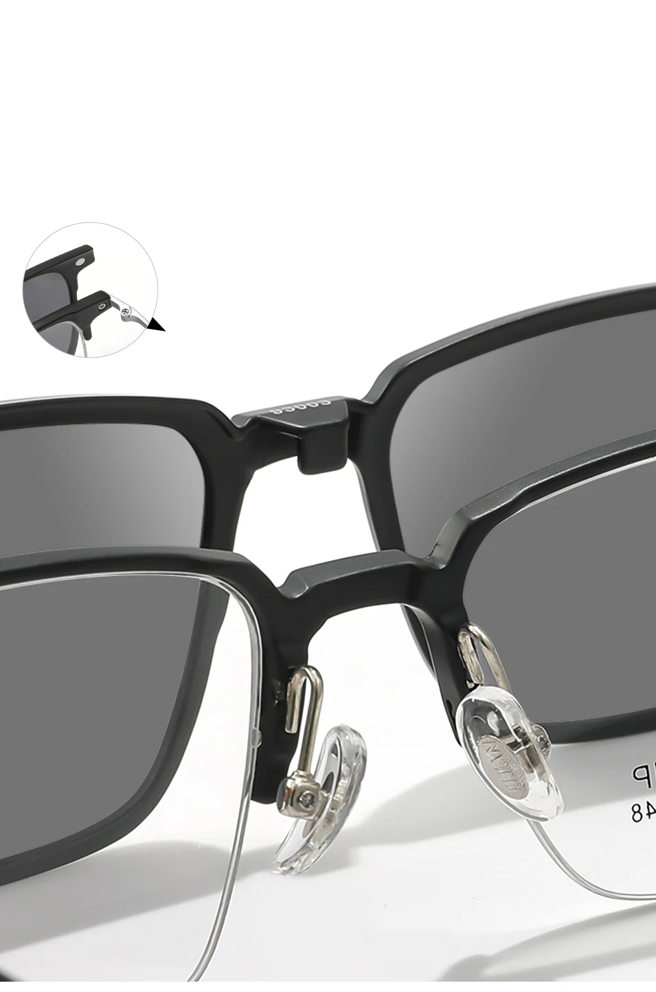 3-in-1-Brillengestell aus reinem Titan für Herren mit polarisiertem Clip auf Sonnenbrillen und Nachtsicht für Damen – Detail 5