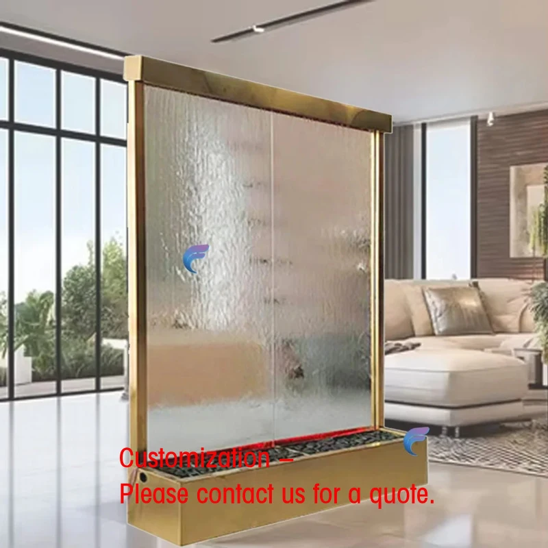 custom.Modern Aluminum Alloy Multi-Functional Indoor Room Divider Panel Fountain Waterfall Screens LED Decoration