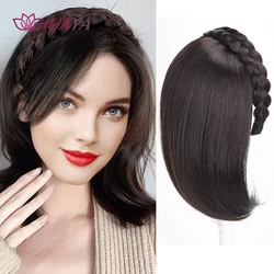 Synthetic Hair Pieces Headband Wig Heat Resistant Clip In One Piece Hair Extension For Women Topper Hair with braids Accessories