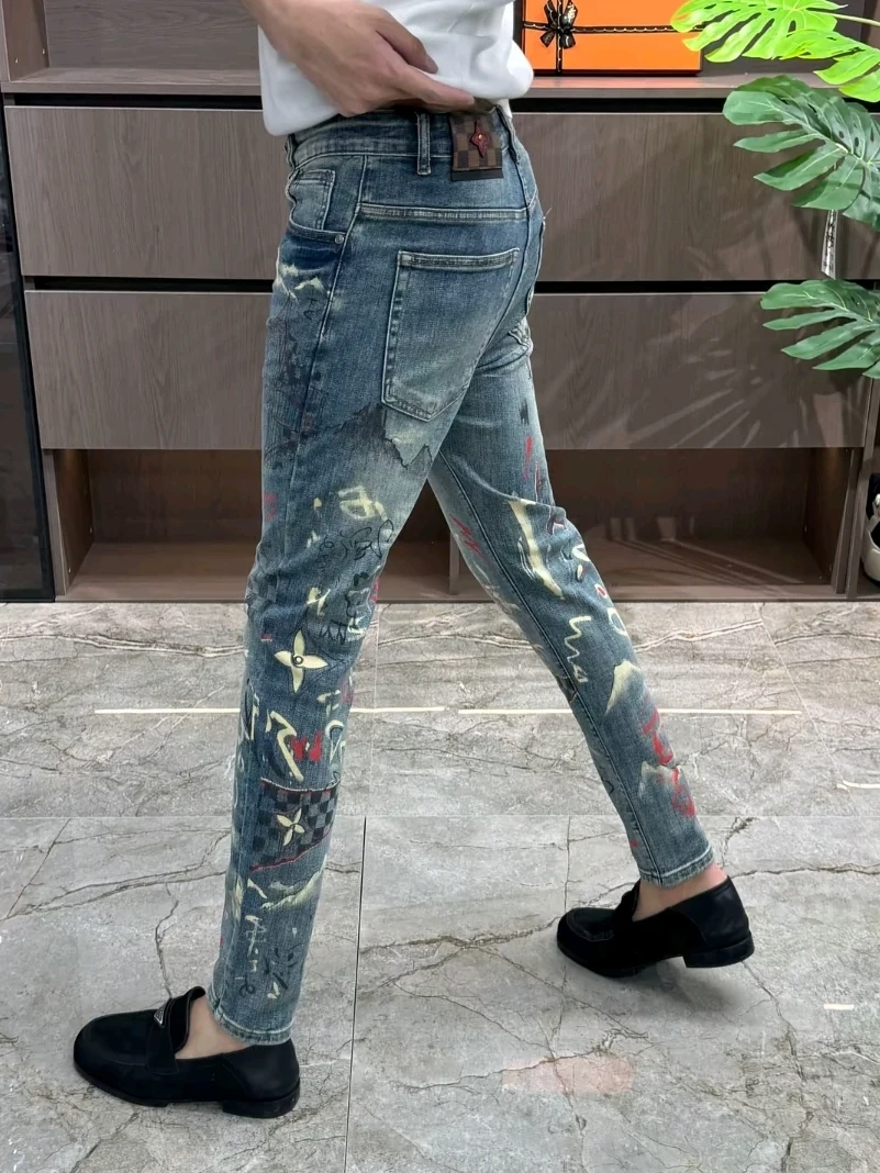 

High Quali Men's Jeans Spring Autumn New Sle Faionable Personali Slim Fit Stand Version Antibacterial mid Waist
