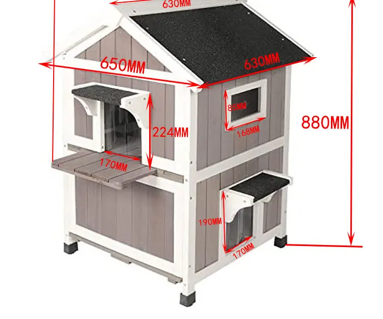 Outdoor Solid Wood Cat House Villa Cat Climbing Frame Double-layer Household All-purpose Cat House Cat Rack Cage Cat Supplies