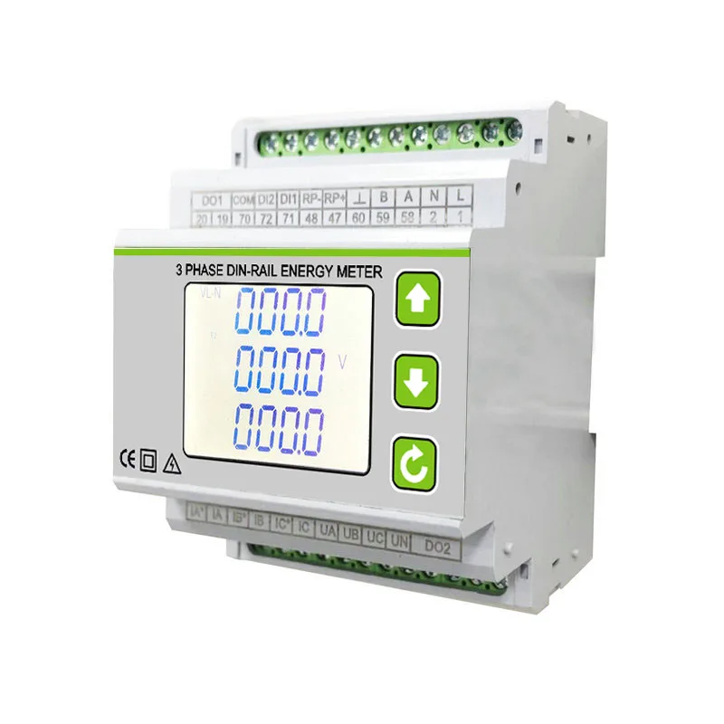High Quality W-F RS485 Energy Meter - 100A 3 Phase 4 Wire Din Track kWh Meter
