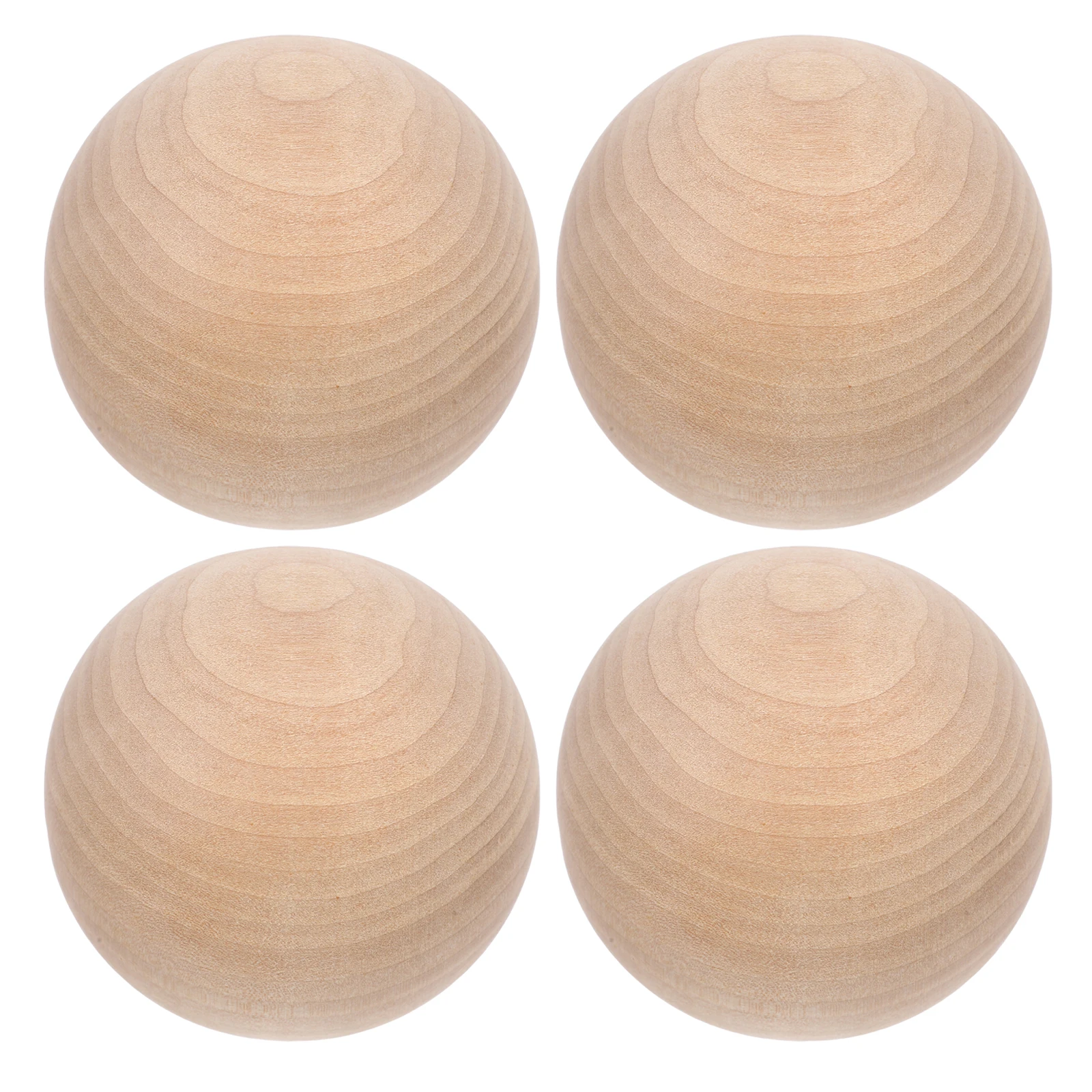 4pcs Wooden Balls Round Craft Spheres Natural Solid Structure Smooth Unfinished Teaching Models Diy Painting Projects