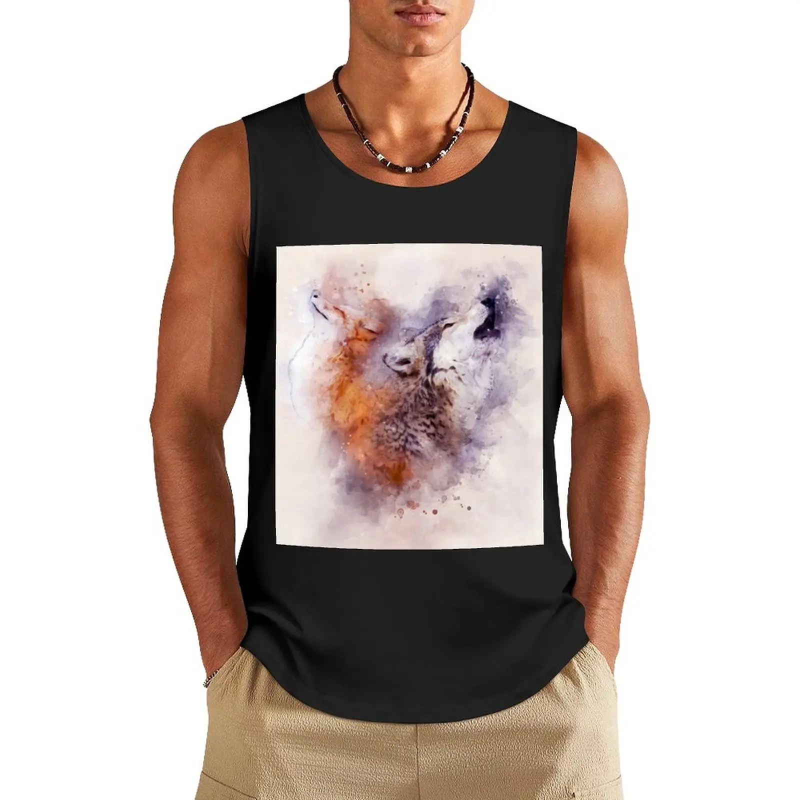 

fox and wolf Tank Top Top Sleeveless men bodybuilding t shirt