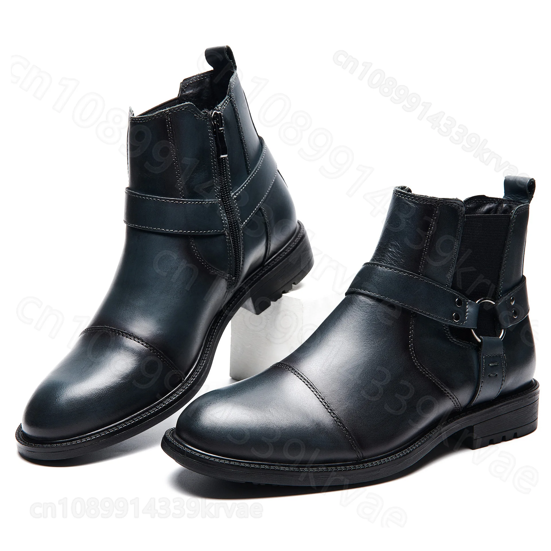 

Новые кожаные высокие мужские туфли, мужские ботинки большого размера, короткие ботинки, мужская кожаная обувь, мотоциклетная обувь