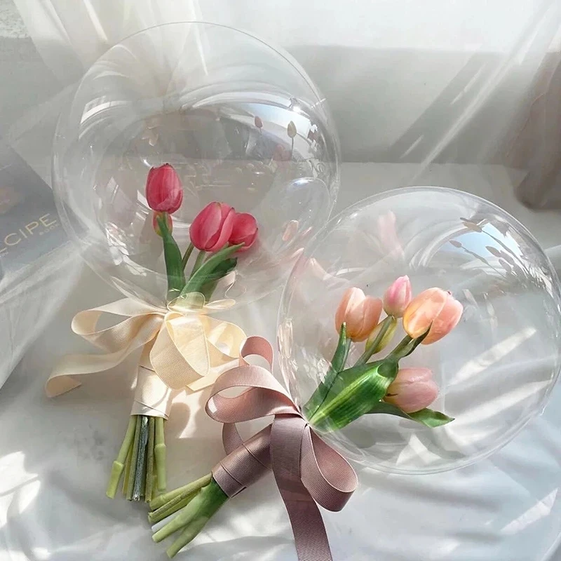 

22''/30'' Wide Neck Transparent Bobo Balloon For Flower Bouquet Gifts Wrapping Birthday Party Wedding Engagement Decoration