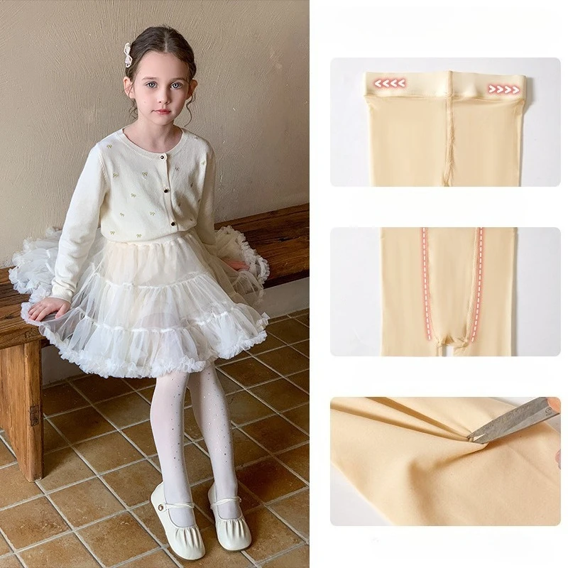 Children's Dance Tights Sheer Pantyhose for Girl Ballet Practice Stockings Soft Spring Fall Thin Dance Socks White Ballet Tights
