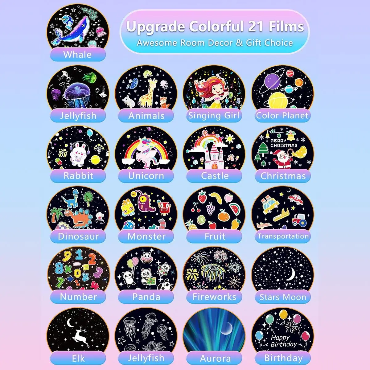 Krone Galaxy Projektor 21 in 1 Licht Lampe Nacht Lichter Kinder führten Raum Kinder mit Helligkeitseinstellung für Mädchen Kleinkind Stern