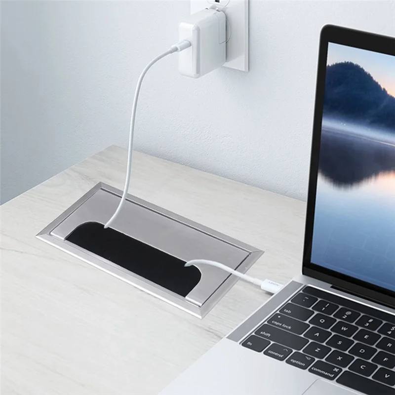 1 PCS Computer Desk Wire Hole Threading Hole Dustproof Home Improvement Hardware Fittings Aluminum Alloy Threading Box